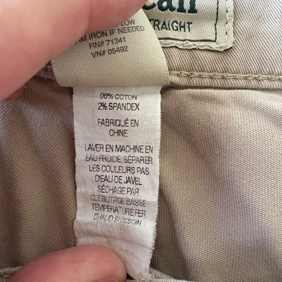 L‎ L Bean Classic Fit Straight Leg Tan Jeans Women Size 12 Casual School Stretch - Picture 9 of 12